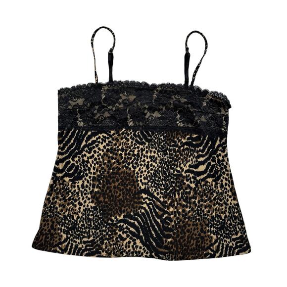 GEORGE Animal Print Lace Cami Tank Top Size Large 12-14 Sleep Pajama Stretch - Picture 4 of 8